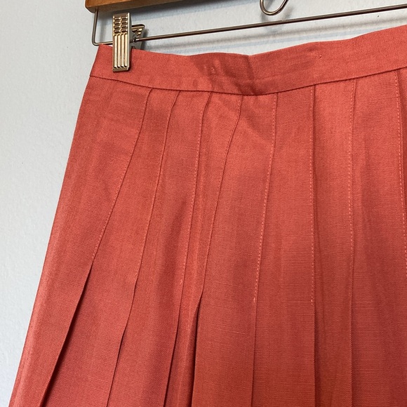 Talbot's Petites Womens Size 8P Pink Mini Tennis Skirt Pleated Prep Linen Blend - Picture 2 of 9